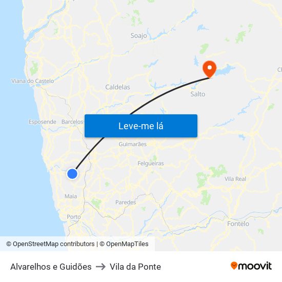 Alvarelhos e Guidões to Vila da Ponte map