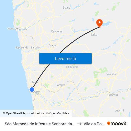 São Mamede de Infesta e Senhora da Hora to Vila da Ponte map