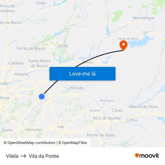 Vilela to Vila da Ponte map