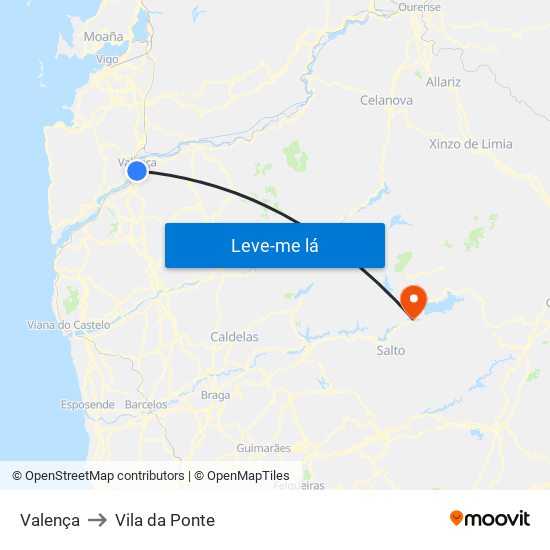 Valença to Vila da Ponte map
