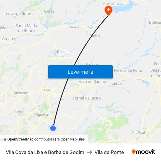 Vila Cova da Lixa e Borba de Godim to Vila da Ponte map