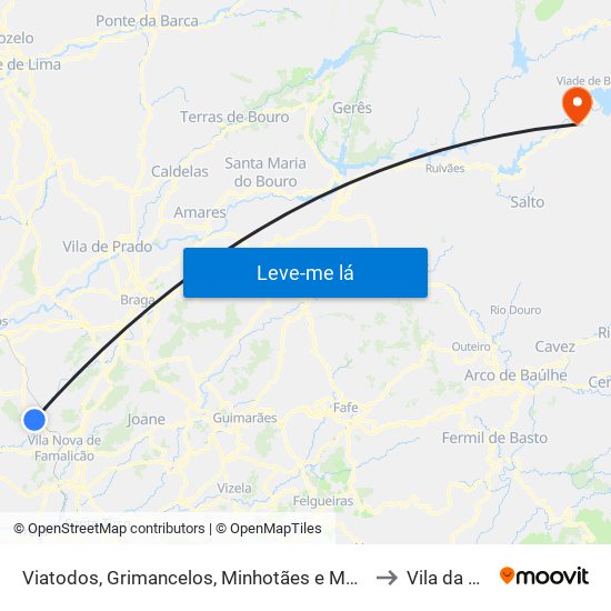 Viatodos, Grimancelos, Minhotães e Monte de Fralães to Vila da Ponte map