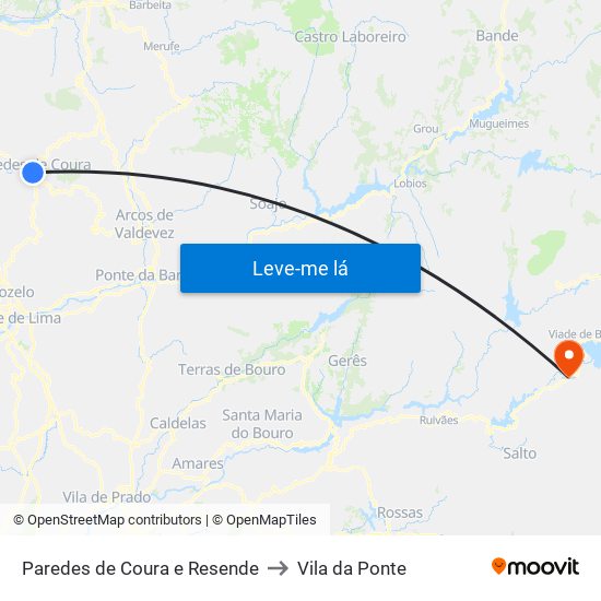 Paredes de Coura e Resende to Vila da Ponte map