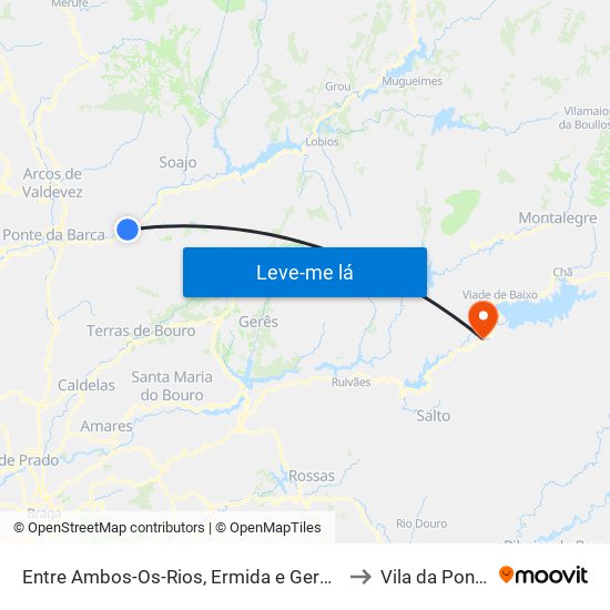 Entre Ambos-Os-Rios, Ermida e Germil to Vila da Ponte map