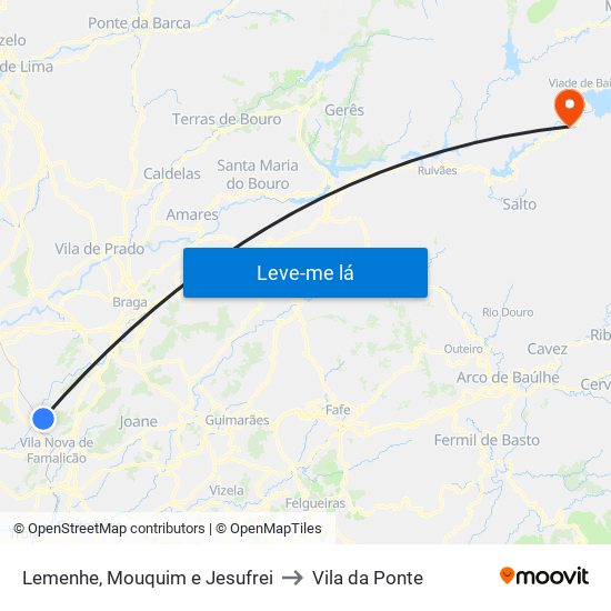 Lemenhe, Mouquim e Jesufrei to Vila da Ponte map