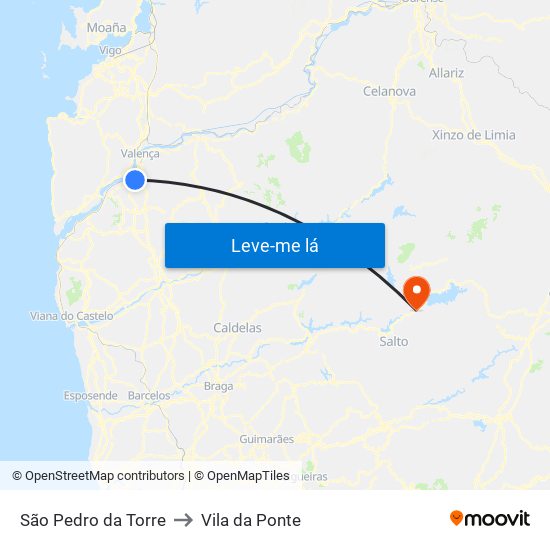 São Pedro da Torre to Vila da Ponte map