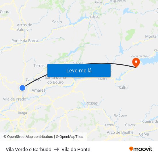 Vila Verde e Barbudo to Vila da Ponte map