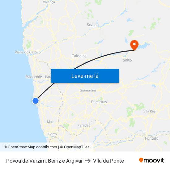 Póvoa de Varzim, Beiriz e Argivai to Vila da Ponte map