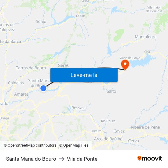 Santa Maria do Bouro to Vila da Ponte map