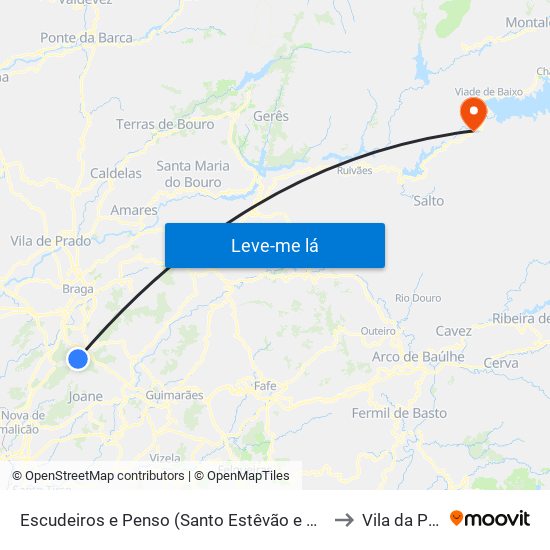 Escudeiros e Penso (Santo Estêvão e São Vicente) to Vila da Ponte map
