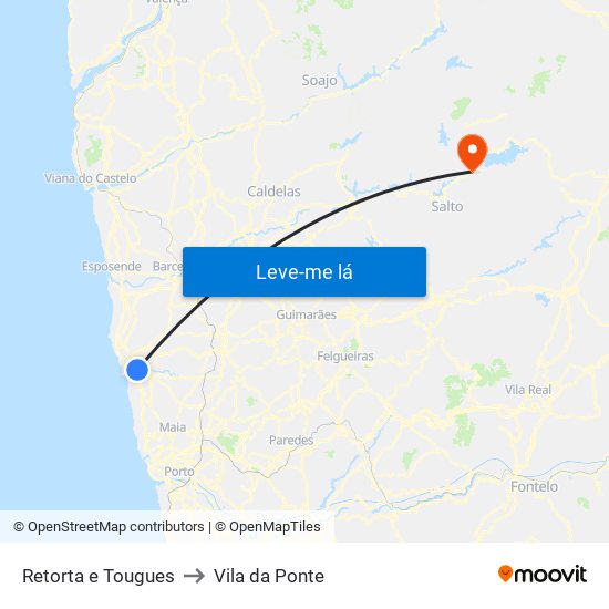 Retorta e Tougues to Vila da Ponte map