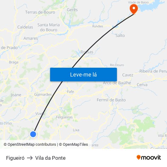 Figueiró to Vila da Ponte map