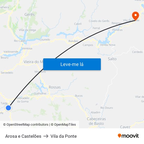 Arosa e Castelões to Vila da Ponte map