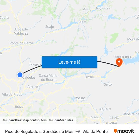 Pico de Regalados, Gondiães e Mós to Vila da Ponte map