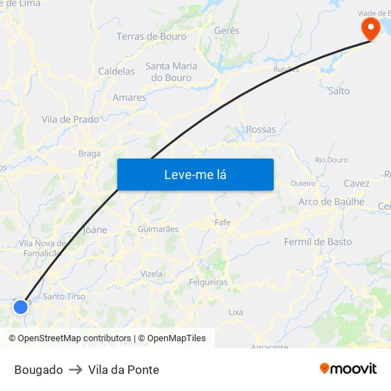 Bougado to Vila da Ponte map