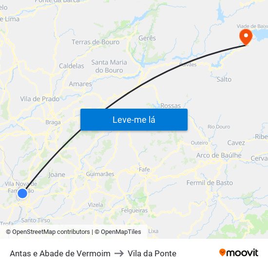 Antas e Abade de Vermoim to Vila da Ponte map