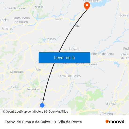 Freixo de Cima e de Baixo to Vila da Ponte map
