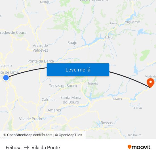 Feitosa to Vila da Ponte map