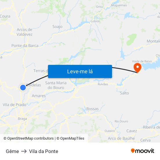 Gême to Vila da Ponte map