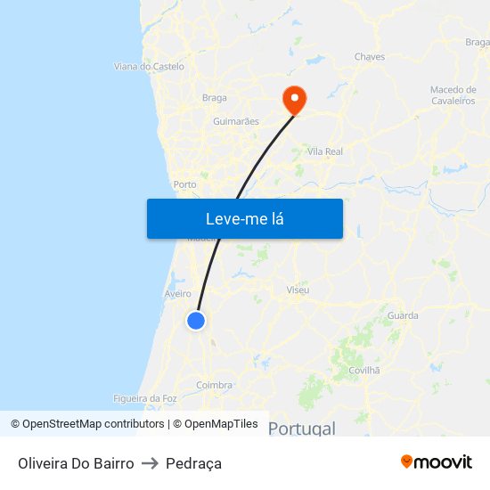 Oliveira Do Bairro to Pedraça map