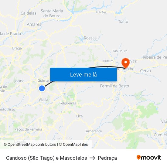 Candoso (São Tiago) e Mascotelos to Pedraça map