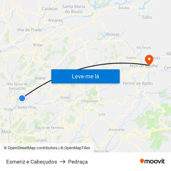 Esmeriz e Cabeçudos to Pedraça map