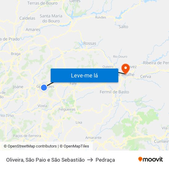 Oliveira, São Paio e São Sebastião to Pedraça map