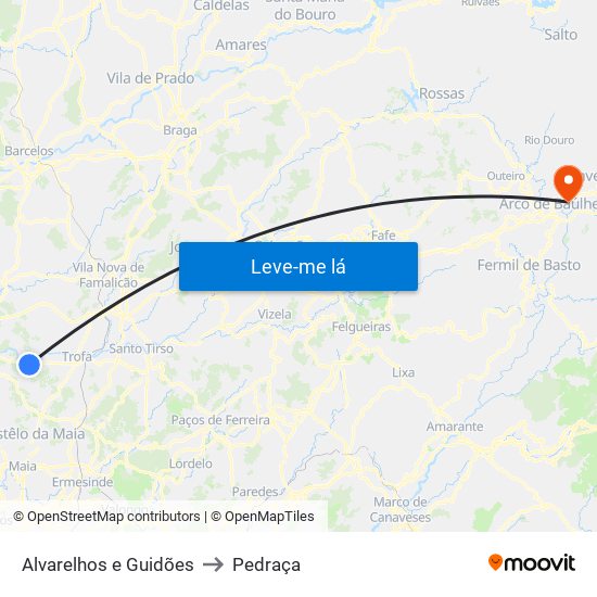 Alvarelhos e Guidões to Pedraça map