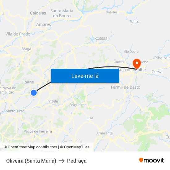 Oliveira (Santa Maria) to Pedraça map