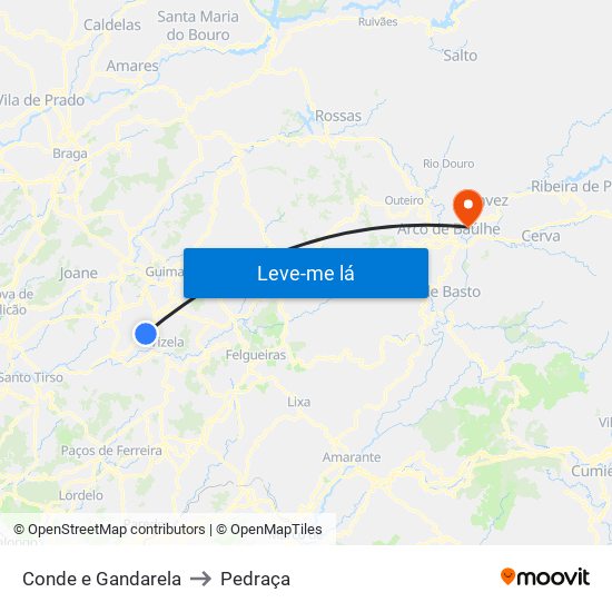 Conde e Gandarela to Pedraça map