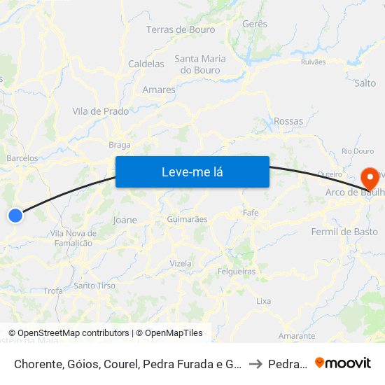 Chorente, Góios, Courel, Pedra Furada e Gueral to Pedraça map