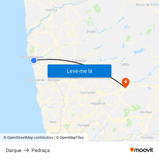 Darque to Pedraça map