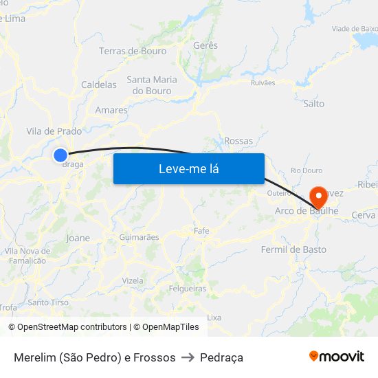 Merelim (São Pedro) e Frossos to Pedraça map