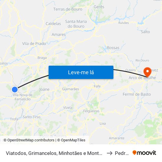 Viatodos, Grimancelos, Minhotães e Monte de Fralães to Pedraça map