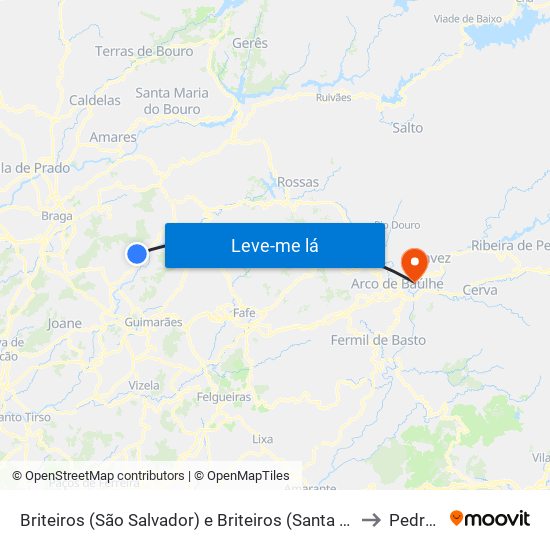 Briteiros (São Salvador) e Briteiros (Santa Leocádia) to Pedraça map
