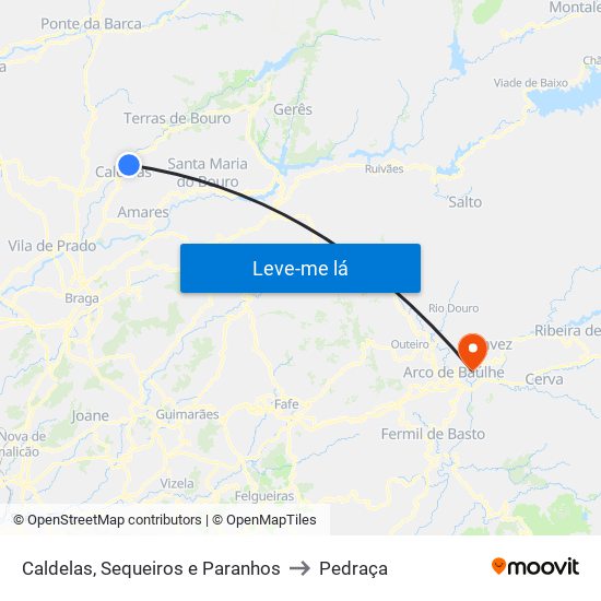 Caldelas, Sequeiros e Paranhos to Pedraça map