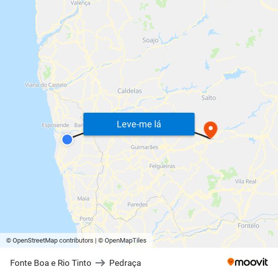 Fonte Boa e Rio Tinto to Pedraça map