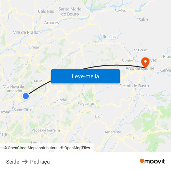 Seide to Pedraça map