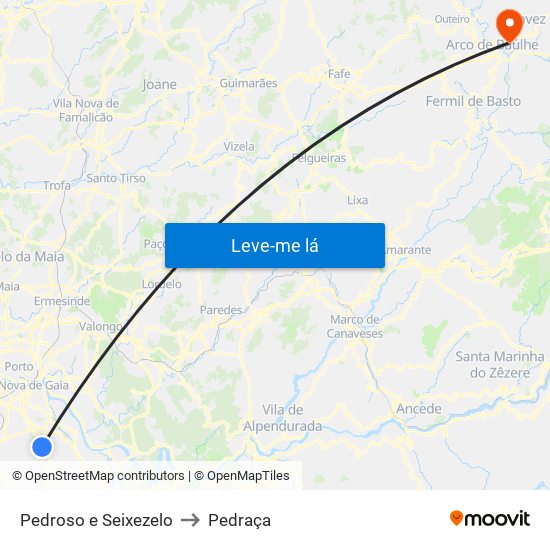 Pedroso e Seixezelo to Pedraça map