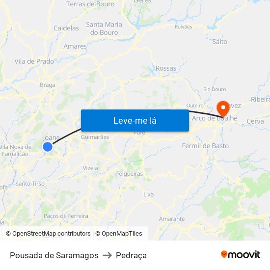 Pousada de Saramagos to Pedraça map