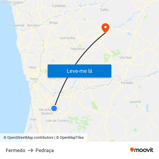 Fermedo to Pedraça map