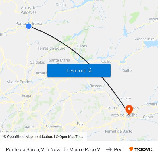 Ponte da Barca, Vila Nova de Muía e Paço Vedro de Magalhães to Pedraça map