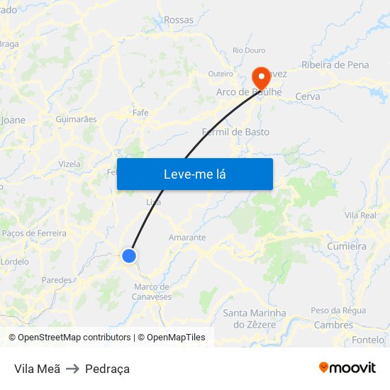 Vila Meã to Pedraça map