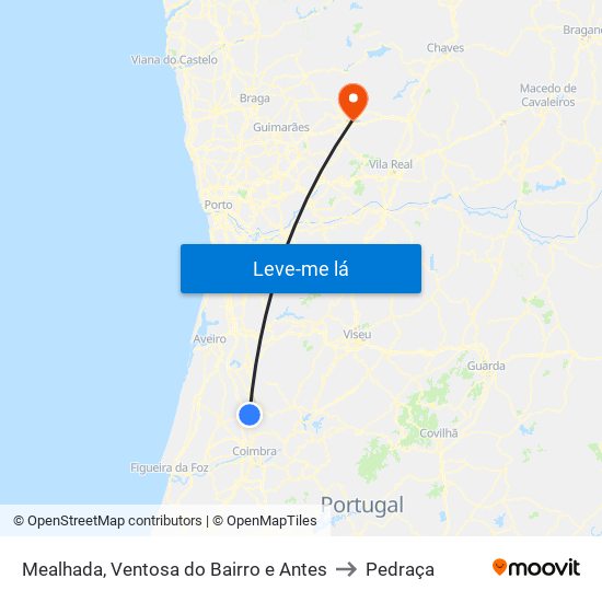 Mealhada, Ventosa do Bairro e Antes to Pedraça map