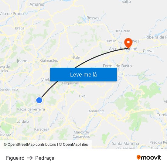 Figueiró to Pedraça map