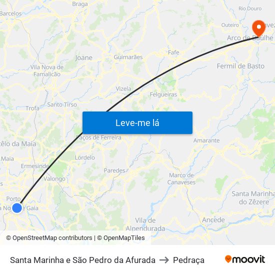 Santa Marinha e São Pedro da Afurada to Pedraça map