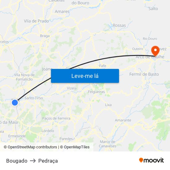 Bougado to Pedraça map