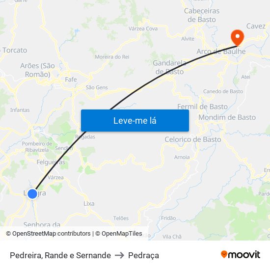 Pedreira, Rande e Sernande to Pedraça map