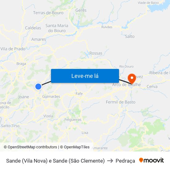 Sande (Vila Nova) e Sande (São Clemente) to Pedraça map