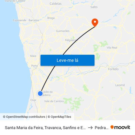 Santa Maria da Feira, Travanca, Sanfins e Espargo to Pedraça map